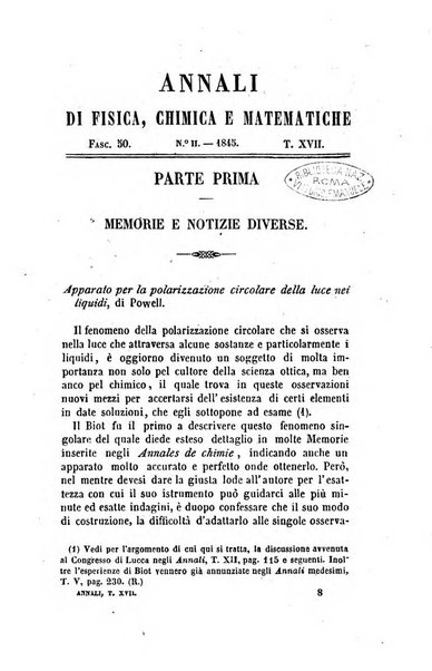 Annali di fisica, chimica e matematiche col bullettino dell'industria meccanica e chimica