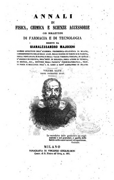 Annali di fisica, chimica e scienze accessorie coi bollettini di farmacia e di tecnologia