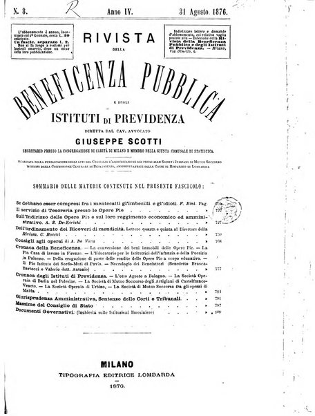 Rivista della beneficenza pubblica e degli istituti di previdenza