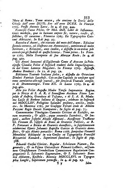 Biblioteca antica e moderna di storia letteraria ossia giornale critico, ed istruttivo de'libri, che a letteraria storia appartengono, secondo l'ordine delle materie accuratamente disposti