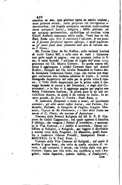 Biblioteca antica e moderna di storia letteraria ossia giornale critico, ed istruttivo de'libri, che a letteraria storia appartengono, secondo l'ordine delle materie accuratamente disposti