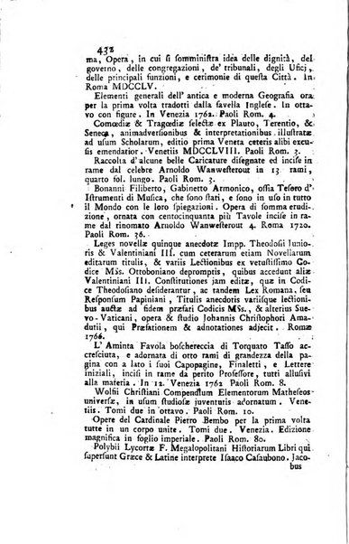 Biblioteca antica e moderna di storia letteraria ossia giornale critico, ed istruttivo de'libri, che a letteraria storia appartengono, secondo l'ordine delle materie accuratamente disposti