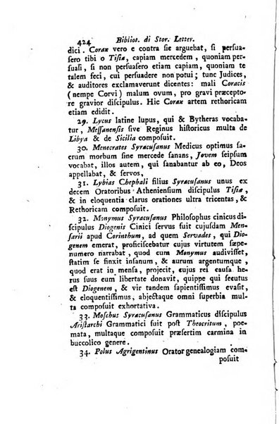 Biblioteca antica e moderna di storia letteraria ossia giornale critico, ed istruttivo de'libri, che a letteraria storia appartengono, secondo l'ordine delle materie accuratamente disposti