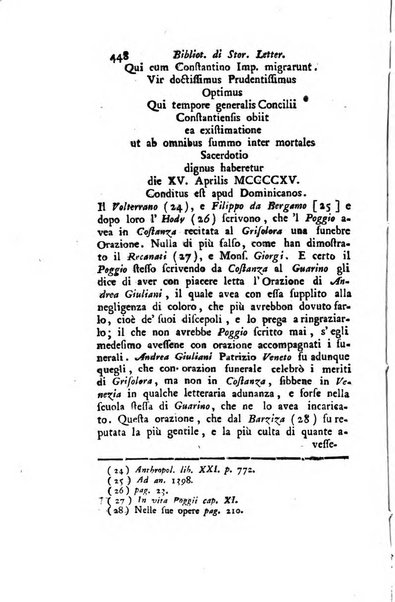 Biblioteca antica e moderna di storia letteraria ossia giornale critico, ed istruttivo de'libri, che a letteraria storia appartengono, secondo l'ordine delle materie accuratamente disposti