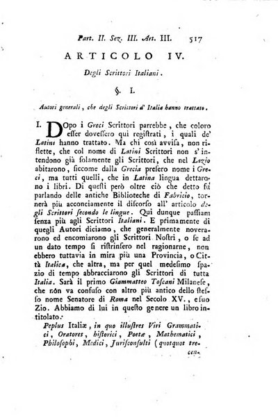 Biblioteca antica e moderna di storia letteraria ossia giornale critico, ed istruttivo de'libri, che a letteraria storia appartengono, secondo l'ordine delle materie accuratamente disposti