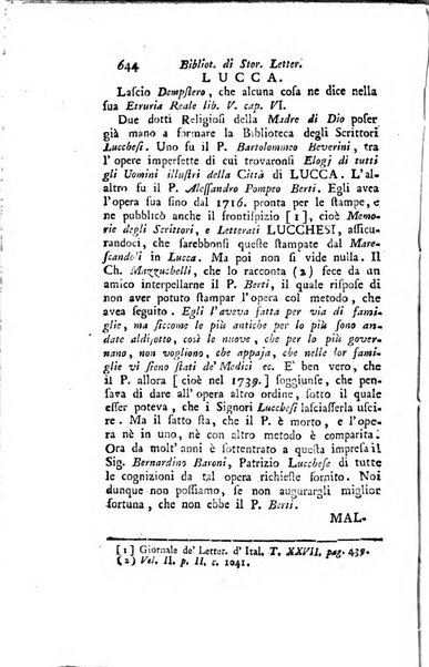 Biblioteca antica e moderna di storia letteraria ossia giornale critico, ed istruttivo de'libri, che a letteraria storia appartengono, secondo l'ordine delle materie accuratamente disposti