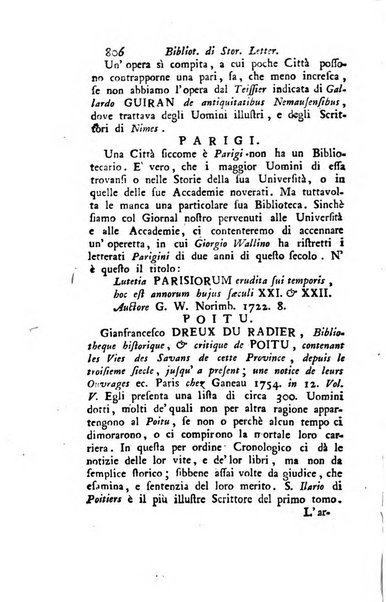 Biblioteca antica e moderna di storia letteraria ossia giornale critico, ed istruttivo de'libri, che a letteraria storia appartengono, secondo l'ordine delle materie accuratamente disposti