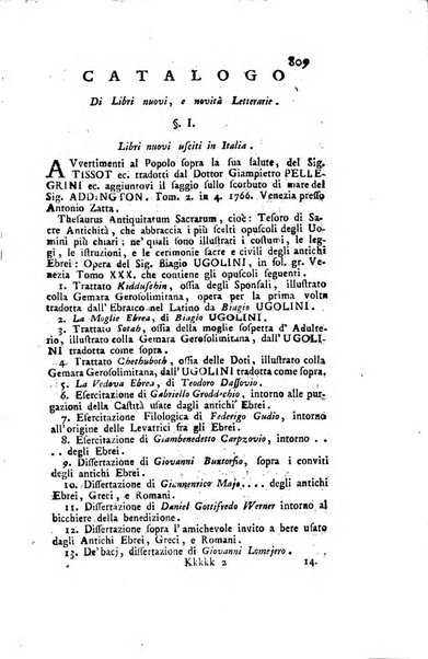 Biblioteca antica e moderna di storia letteraria ossia giornale critico, ed istruttivo de'libri, che a letteraria storia appartengono, secondo l'ordine delle materie accuratamente disposti