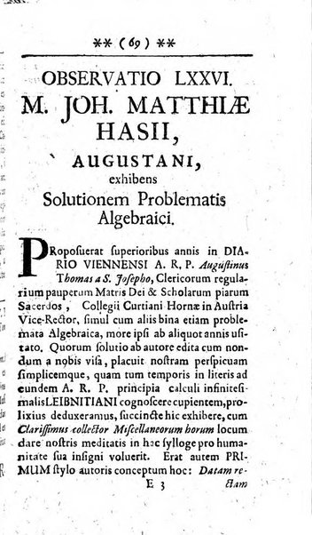 Miscellanea lipsiensia, ad incrementum rei litterariae edita, cum praefatione domini D. Jo. Francisci Buddei theologi, philisophi, et polyhistoris in Academia Ienensi celeberrimi