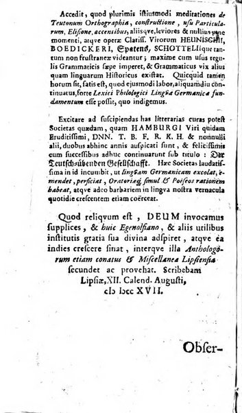 Miscellanea lipsiensia, ad incrementum rei litterariae edita, cum praefatione domini D. Jo. Francisci Buddei theologi, philisophi, et polyhistoris in Academia Ienensi celeberrimi