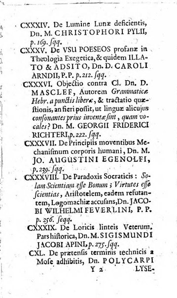 Miscellanea lipsiensia, ad incrementum rei litterariae edita, cum praefatione domini D. Jo. Francisci Buddei theologi, philisophi, et polyhistoris in Academia Ienensi celeberrimi