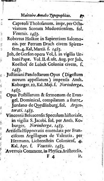 Miscellanea lipsiensia, ad incrementum rei litterariae edita, cum praefatione domini D. Jo. Francisci Buddei theologi, philisophi, et polyhistoris in Academia Ienensi celeberrimi