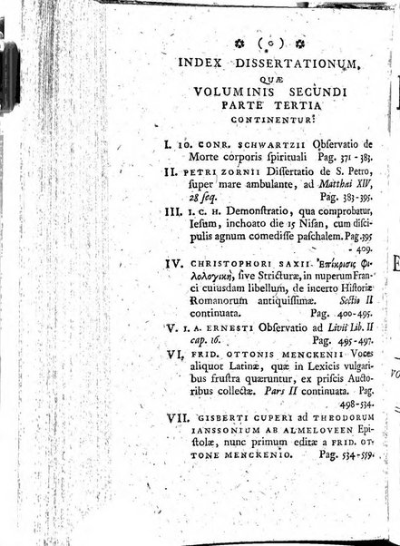 Miscellanea Lipsiensia nova, ad incrementum scientiarum, ab his qui sunt in colligendis Eruditorum novis actis occupati per partes publicata. Edendi consilium suscepit, sua nonnulla passim addidit, praefationem, qua instituti ratio explicatur, praemisit Frider. Otto Menckenius phil et I.V. Doctor