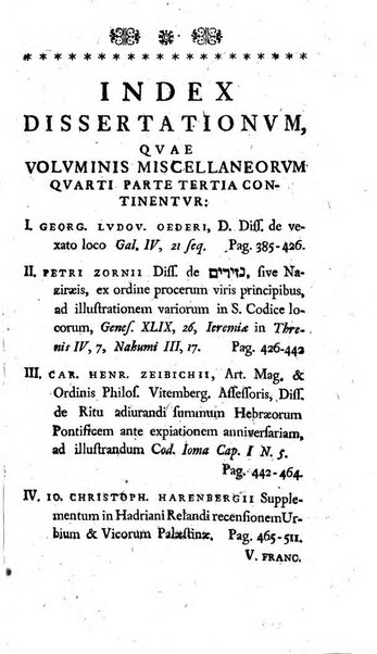 Miscellanea Lipsiensia nova, ad incrementum scientiarum, ab his qui sunt in colligendis Eruditorum novis actis occupati per partes publicata. Edendi consilium suscepit, sua nonnulla passim addidit, praefationem, qua instituti ratio explicatur, praemisit Frider. Otto Menckenius phil et I.V. Doctor