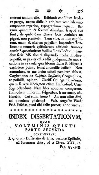 Miscellanea Lipsiensia nova, ad incrementum scientiarum, ab his qui sunt in colligendis Eruditorum novis actis occupati per partes publicata. Edendi consilium suscepit, sua nonnulla passim addidit, praefationem, qua instituti ratio explicatur, praemisit Frider. Otto Menckenius phil et I.V. Doctor