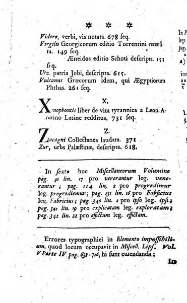 Miscellanea Lipsiensia nova, ad incrementum scientiarum, ab his qui sunt in colligendis Eruditorum novis actis occupati per partes publicata. Edendi consilium suscepit, sua nonnulla passim addidit, praefationem, qua instituti ratio explicatur, praemisit Frider. Otto Menckenius phil et I.V. Doctor