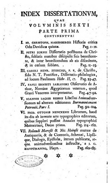 Miscellanea Lipsiensia nova, ad incrementum scientiarum, ab his qui sunt in colligendis Eruditorum novis actis occupati per partes publicata. Edendi consilium suscepit, sua nonnulla passim addidit, praefationem, qua instituti ratio explicatur, praemisit Frider. Otto Menckenius phil et I.V. Doctor