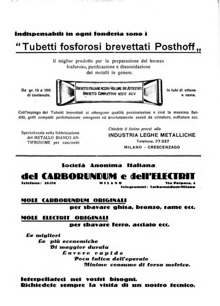 La fonderia rivista tecnica, industriale