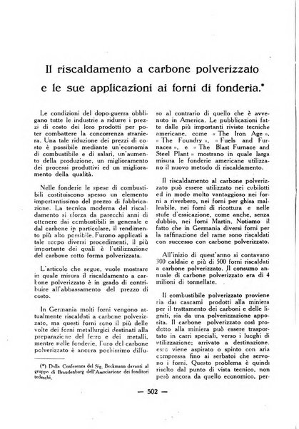 La fonderia rivista tecnica, industriale