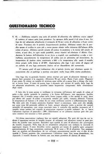 La fonderia rivista tecnica, industriale