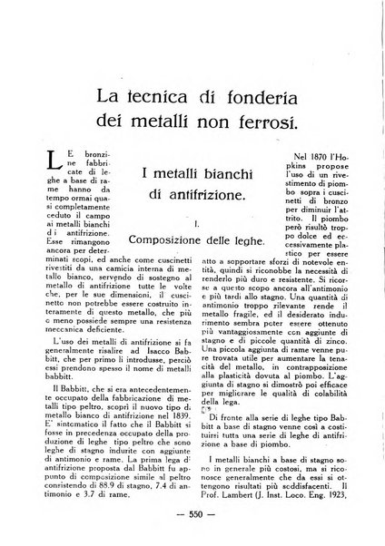 La fonderia rivista tecnica, industriale