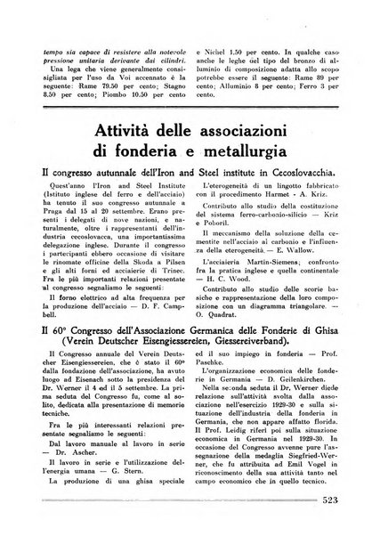 La fonderia rivista tecnica, industriale