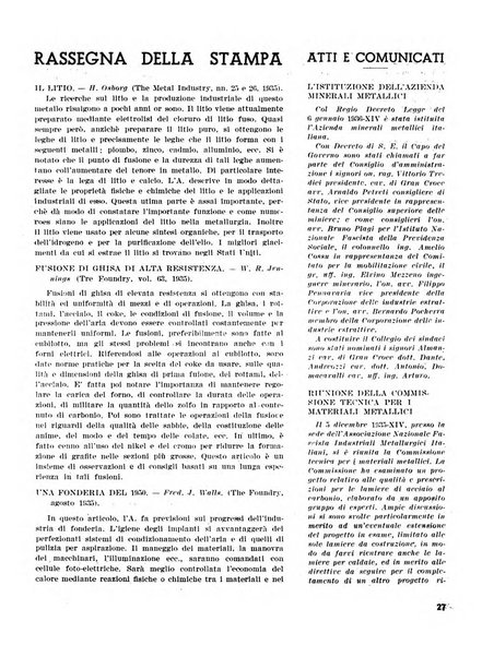 La fonderia rivista tecnica, industriale