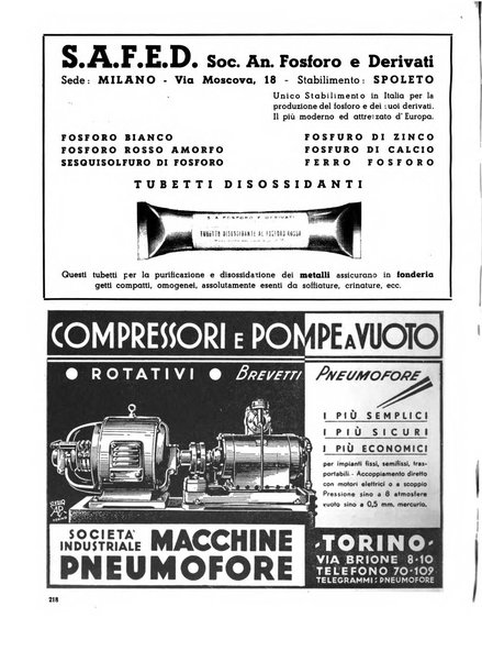 La fonderia rivista tecnica, industriale