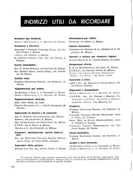 La fonderia rivista tecnica, industriale