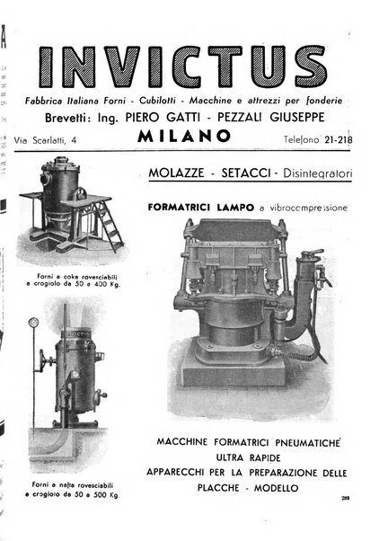 La fonderia rivista tecnica, industriale