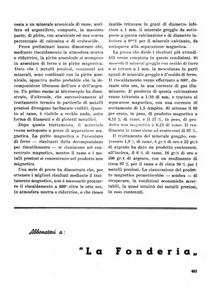 La fonderia rivista tecnica, industriale