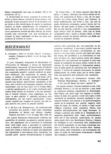 La fonderia rivista tecnica, industriale