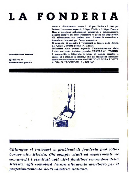 La fonderia rivista tecnica, industriale