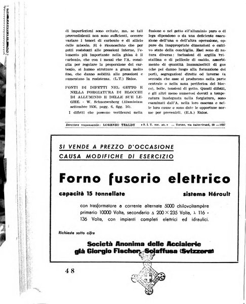 La fonderia rivista tecnica, industriale