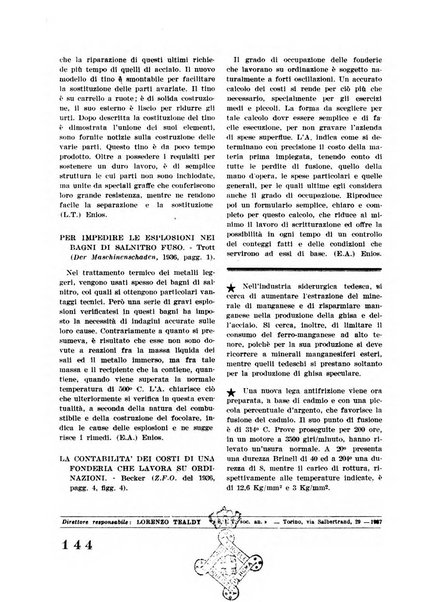 La fonderia rivista tecnica, industriale