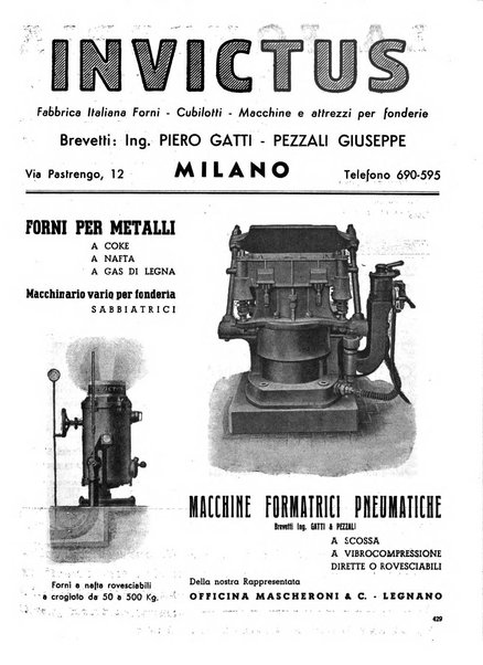 La fonderia rivista tecnica, industriale