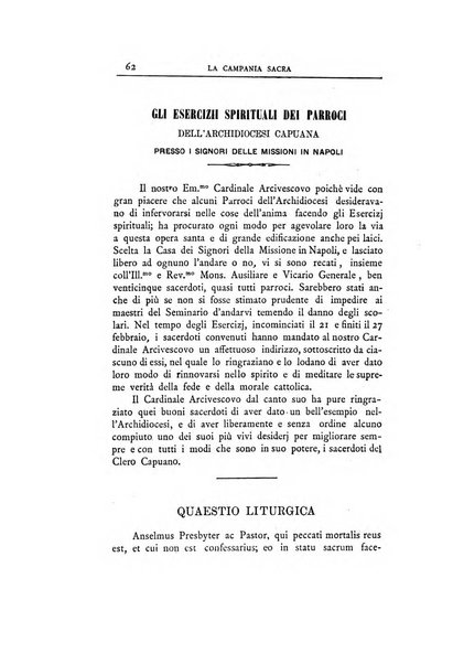 La Campania sacra monitore religioso mensile dell'Archidiocesi di Capua