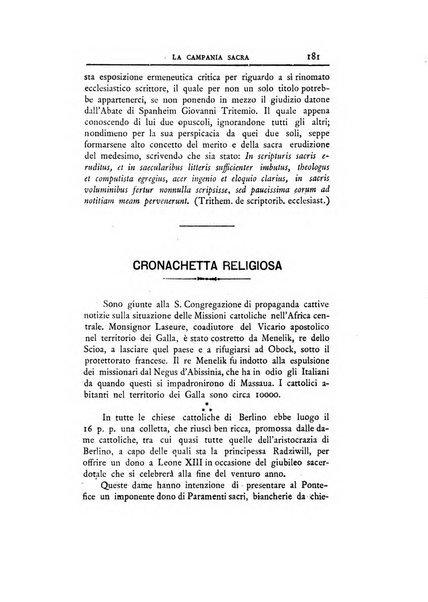 La Campania sacra monitore religioso mensile dell'Archidiocesi di Capua