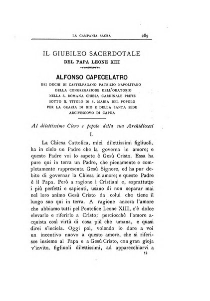 La Campania sacra monitore religioso mensile dell'Archidiocesi di Capua