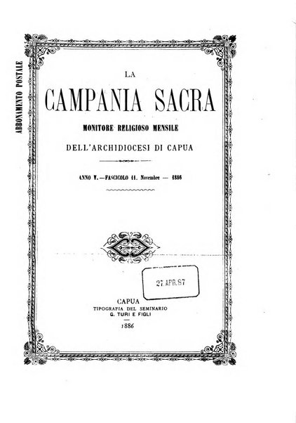 La Campania sacra monitore religioso mensile dell'Archidiocesi di Capua