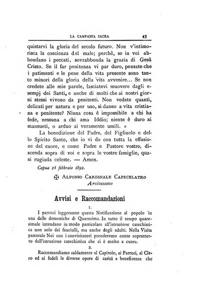 La Campania sacra monitore religioso mensile dell'Archidiocesi di Capua