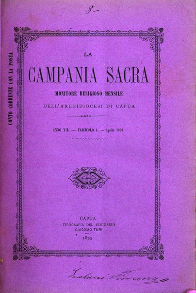 La Campania sacra monitore religioso mensile dell'Archidiocesi di Capua