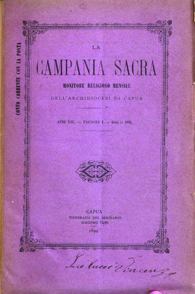 La Campania sacra monitore religioso mensile dell'Archidiocesi di Capua