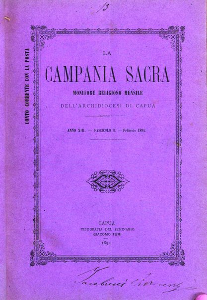 La Campania sacra monitore religioso mensile dell'Archidiocesi di Capua