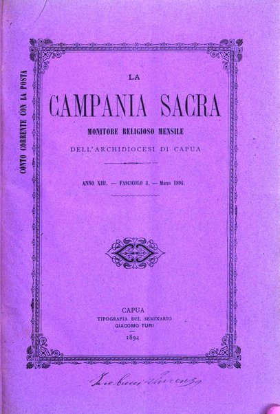 La Campania sacra monitore religioso mensile dell'Archidiocesi di Capua