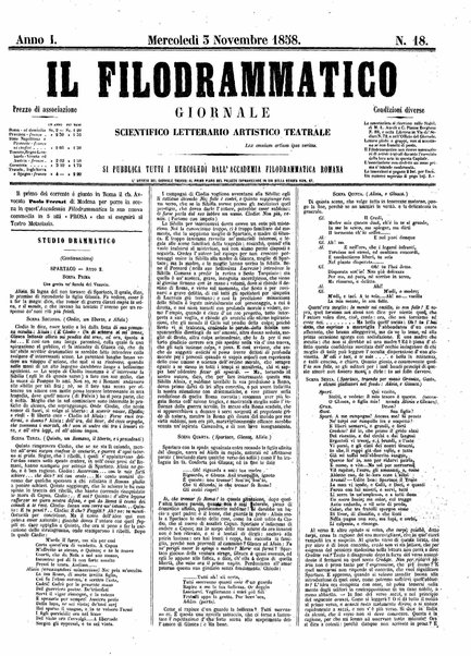 Il filodrammatico : giornale scientifico, letterario, artistico, teatrale : si pubblica tutti i mercoledi dall'Accademia filodrammatica romana