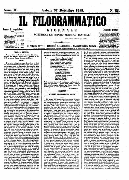 Il filodrammatico : giornale scientifico, letterario, artistico, teatrale : si pubblica tutti i mercoledi dall'Accademia filodrammatica romana