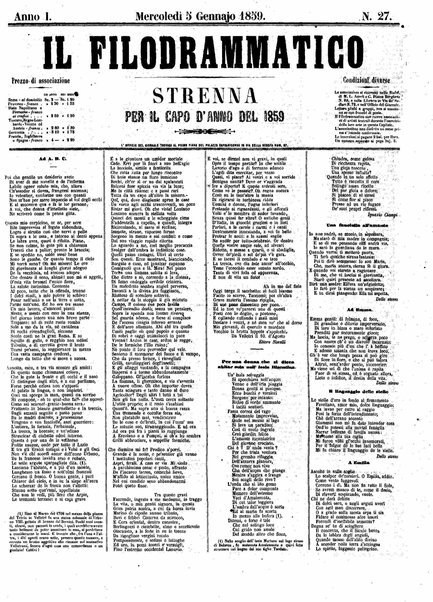 Il filodrammatico : giornale scientifico, letterario, artistico, teatrale : si pubblica tutti i mercoledi dall'Accademia filodrammatica romana