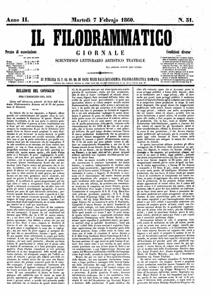 Il filodrammatico : giornale scientifico, letterario, artistico, teatrale : si pubblica tutti i mercoledi dall'Accademia filodrammatica romana