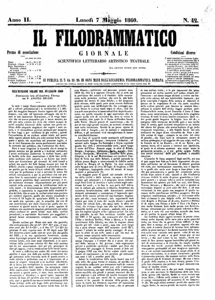 Il filodrammatico : giornale scientifico, letterario, artistico, teatrale : si pubblica tutti i mercoledi dall'Accademia filodrammatica romana